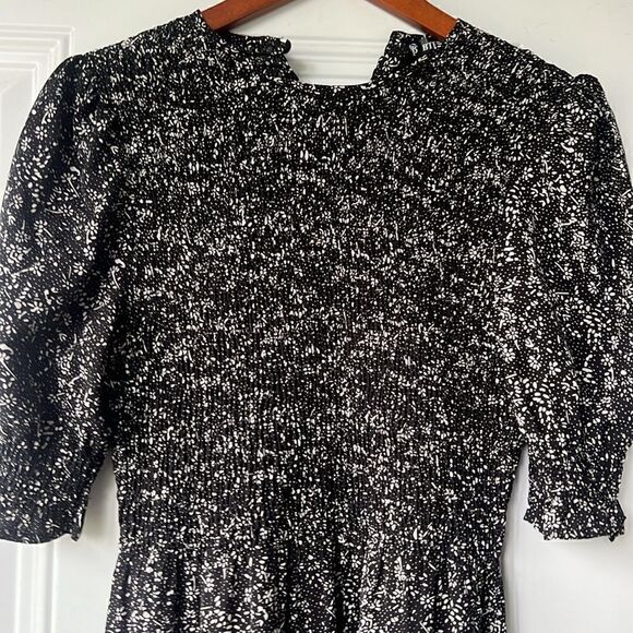 Spring Crew Neck Ruffle Short Sleeve Floral Print Smocked Boho Flowy Maxi Dress - Picture 5 of 8